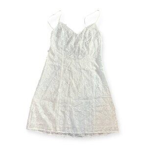 DAPHNEA Paris Floral Embroidered Cotton Mini Dress in White Womens MD - *NWT!*